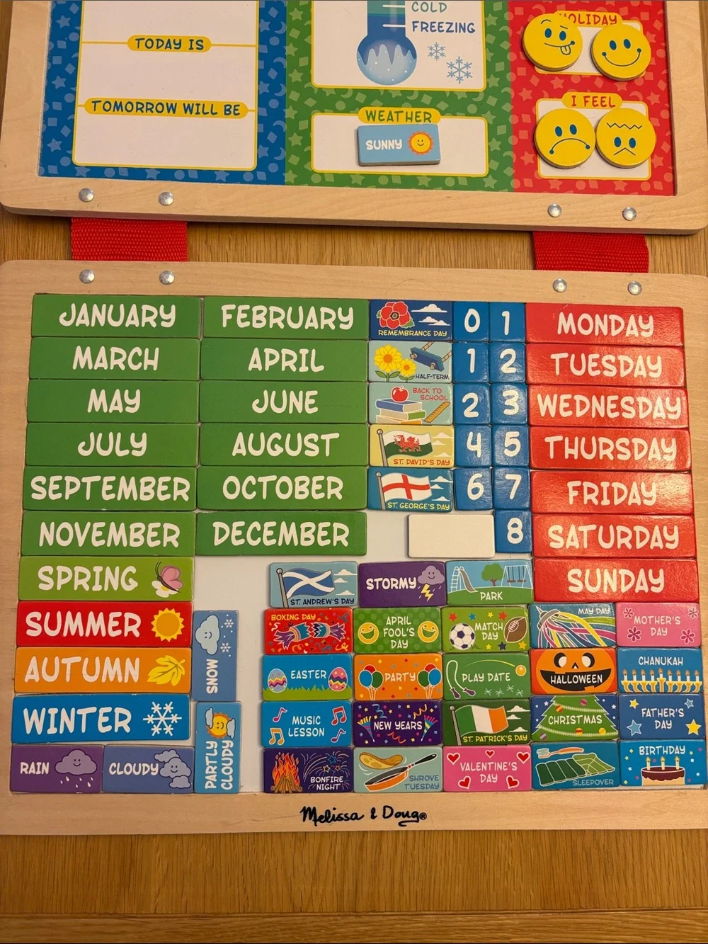 Melissa & Doug Wooden Daily Magnetic Calendar - 3 years plus